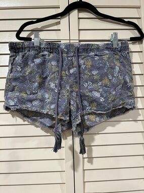 Jolt Floral Washed Gray-Blue Drawstring Shorts 9/29W